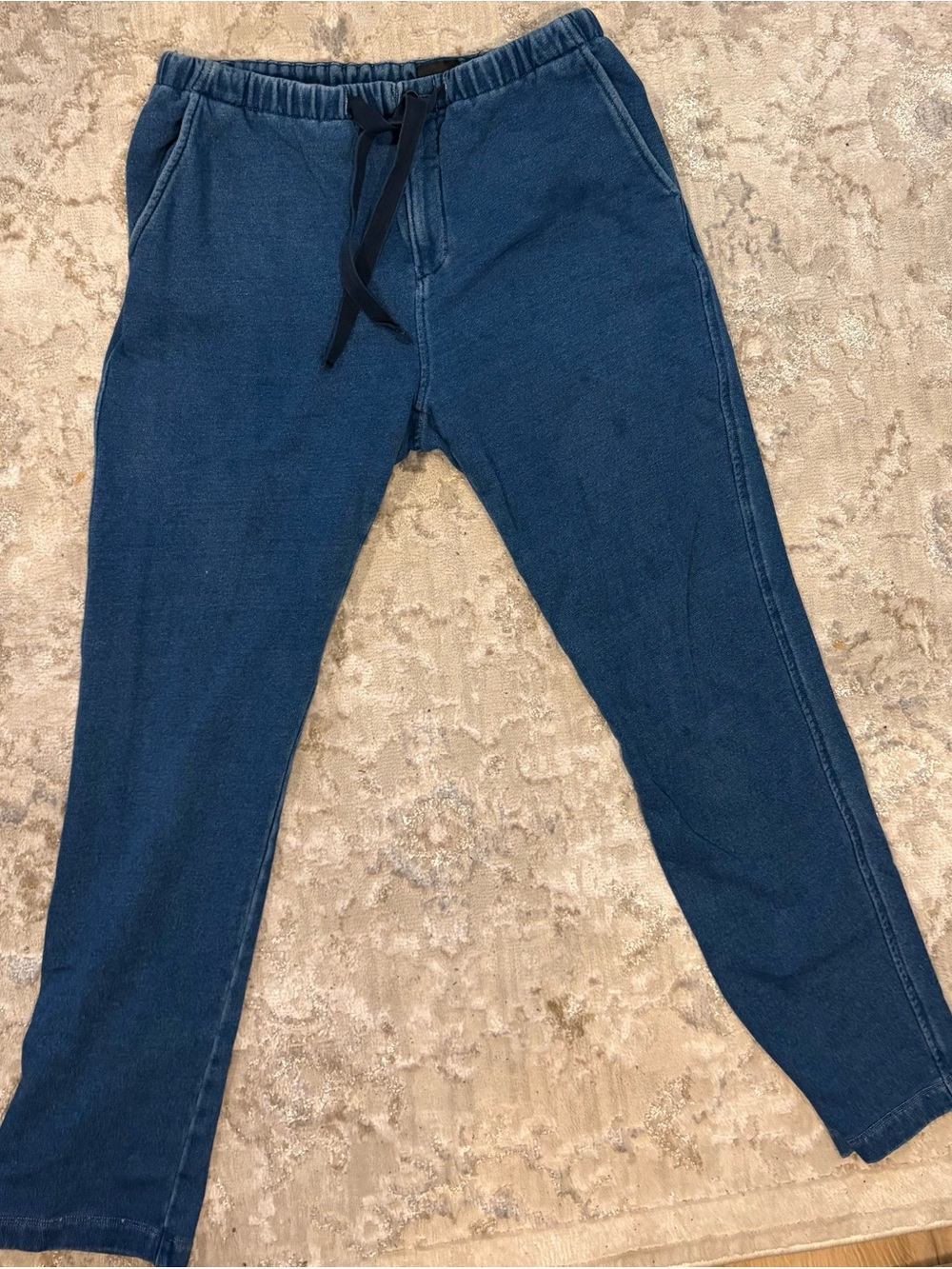 Ag Adriano Goldschmied Men's Dark Blue Relaxed Drawstring Jeans